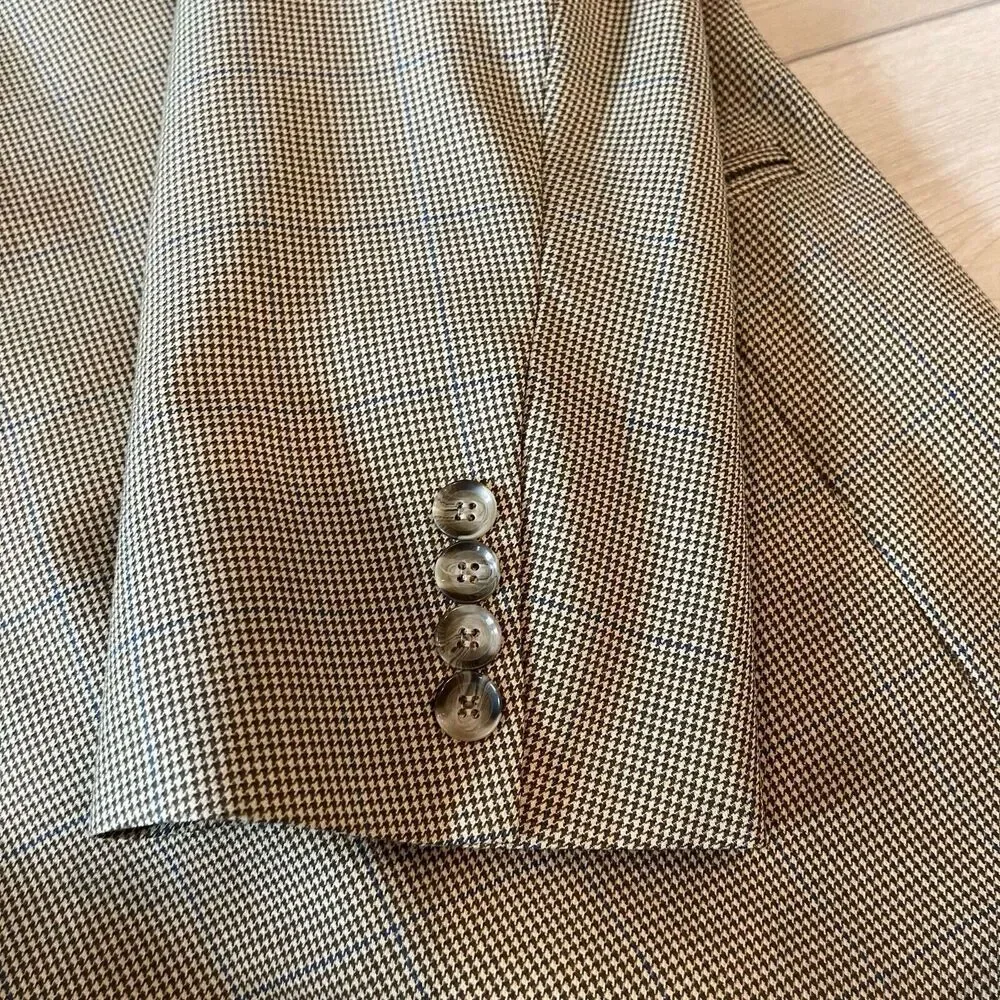 Brooks Brothers 346 Mens Blazer Wool Cashmere Blend 44R Gingham‎ Prom Formal